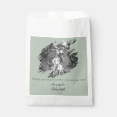 Modern Brushstroke Photo Wedding | Sage Green Bedankzakje (Voorkant)