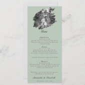 Modern Brushstroke Photo Wedding | Sage Green Menu (Voorkant / Achterkant)