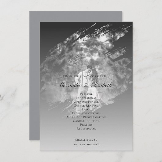 Modern Brushstroke Photo Wedding | Soft Black (Voorkant / Achterkant)