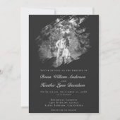 Modern Brushstroke Photo Wedding | Soft Black Kaart (Voorkant)