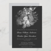 Modern Brushstroke Photo Wedding | Soft Black Kaart (Voorkant / Achterkant)