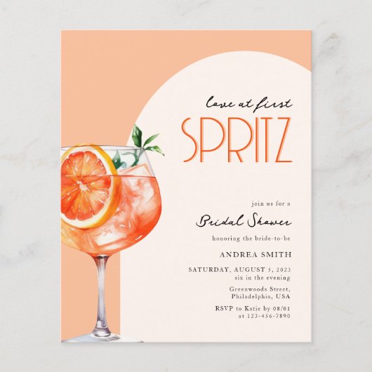 Modern Budget Love bij First Spritz Vrijgezellenfe Flyer (Voorkant)