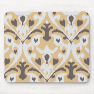 Modern buff beige brown ikat tribal patroon muismat
