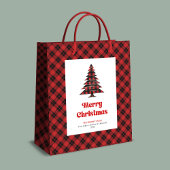 Modern buffalo plaid Christmas bag custom namе Medium Cadeauzakje