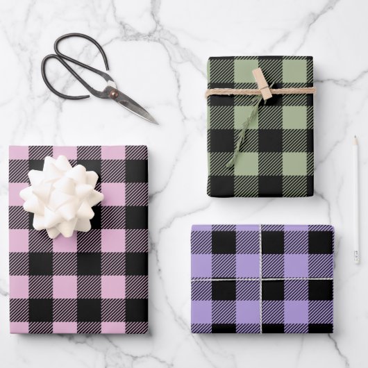 Modern Buffalo Plaid Patroon Inpakpapier Vel (Voorkant)