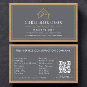 Modern Building Construction Wood QR Code Visitekaartje