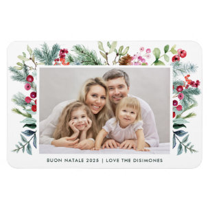 Modern Buon Natale Waterverf Holly Berry Foto Magneet
