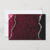Modern Burgundy Agate Silver Script Wedding RSVP (Dos)