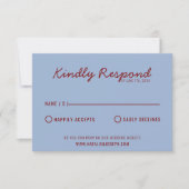 Modern Burgundy Blue Whimsical Unique Wedding RSVP (Devant)