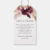 Modern Burgundy Blush Pink Floral Cadeaulabel (Voorkant)