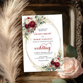 Modern Burgundy Boho Floral Wedding Invitation