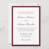 Modern Burgundy Border Wedding Kaart (Voorkant)