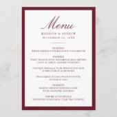 Modern Burgundy Border Wedding Menu (Voorkant)