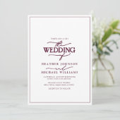 Modern Burgundy Calligraphy Wedding Kaart (Staand voorkant)