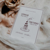 Modern Burgundy Champagne Tower Wedding Invitation