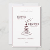 Modern Burgundy Champagne Tower Wedding Invitation (Devant)