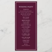 Modern Burgundy Cream Wedding Programme Programma (Achterkant)