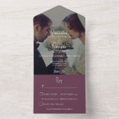 Modern Burgundy Elegant Photo Dinner All In One Uitnodiging (Binnen)