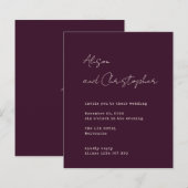 Modern Burgundy Elegant Script Wedding Invitation (Voorkant / Achterkant)