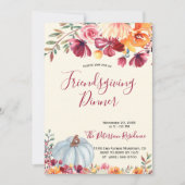 Modern Burgundy Floral Friendsgiving Invitations (Devant)