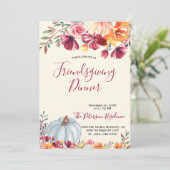 Modern Burgundy Floral Friendsgiving Invitations (Debout devant)
