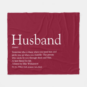 Modern Burgundy Fun Husband Definition Fleece Deken
