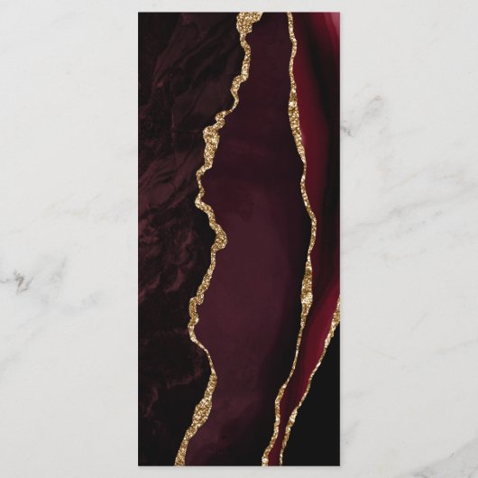 Modern Burgundy Gold Agate Marble Wedding Menu (Achterkant)