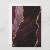 Modern Burgundy Gold Agate Script Slate Weddenscha Kaart (Achterkant)