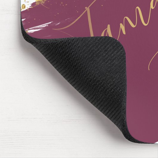 Modern Burgundy Gold Paint Strokes - Mousepad Muismat (Hoek)