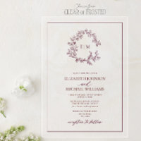 Modern Burgundy Leafy Crest Monogram Weddenschap