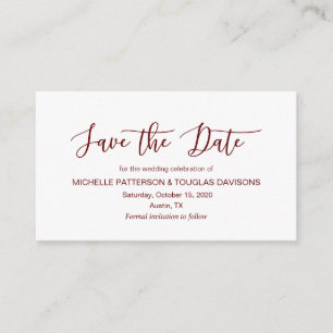 Modern Burgundy minimalism font Save the date Informatiekaartje
