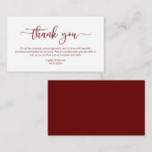 Modern Burgundy minimalism font Weddenschap Hartel Informatiekaartje (Voorkant / Achterkant)