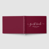 Modern Burgundy Minimalist Script Weddenschap Gastenboek (Volledig)