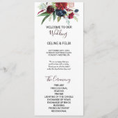 Modern Burgundy Navy Blush Floral Wedding Programm Programma (Voorkant)