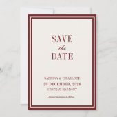 Modern Burgundy Old Money Wedding Save The Date (Devant)