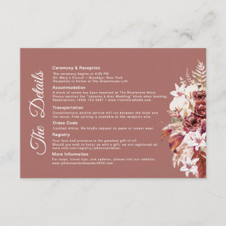 Modern Burgundy QR Code Wedding Details  Informatiekaartje