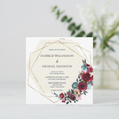 Modern Burgundy Red en roze Rose Floral Kaart (Staand voorkant)