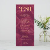 Modern Burgundy Retro Whimsical Fun Wedding menu (Staand voorkant)