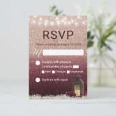 Modern Burgundy Roos Gold Lantern Wedding RSVP (Staand voorkant)