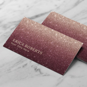 Modern Burgundy Roos Gold Ombre Glitter Minimalist Visitekaartje