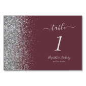 Modern Burgundy Silver Glitter Edge Wedding Kaart (Voorkant)