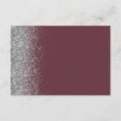 Modern Burgundy Silver Glitter Wedding Reception Informatiekaartje (Achterkant)