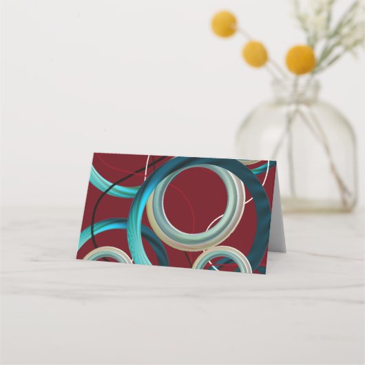 Modern Burgundy Swirl Seating Place Card (Achterkant)