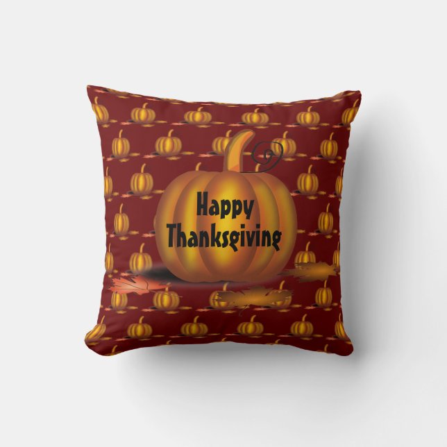 Modern Burgundy Thanksgiving Pumpkin Kussen (Voorkant)
