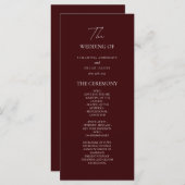 Modern Burgundy Wedding Ceremony Program | Menu (Voorkant / Achterkant)