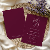 Modern Burgundy Wedding Monogram Minimalist Save The Date