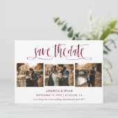 Modern Burgundy Wedding Photo Save the Date (Staand voorkant)