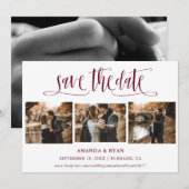 Modern Burgundy Wedding Photo Save the Date (Voorkant / Achterkant)