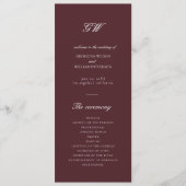 Modern Burgundy Wedding Program Programma (Voorkant)