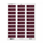 Modern Burgundy White Script Return Address Label (Full Sheet)